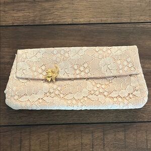 Elegant vintage Lace Clutch in petal pink and cream
